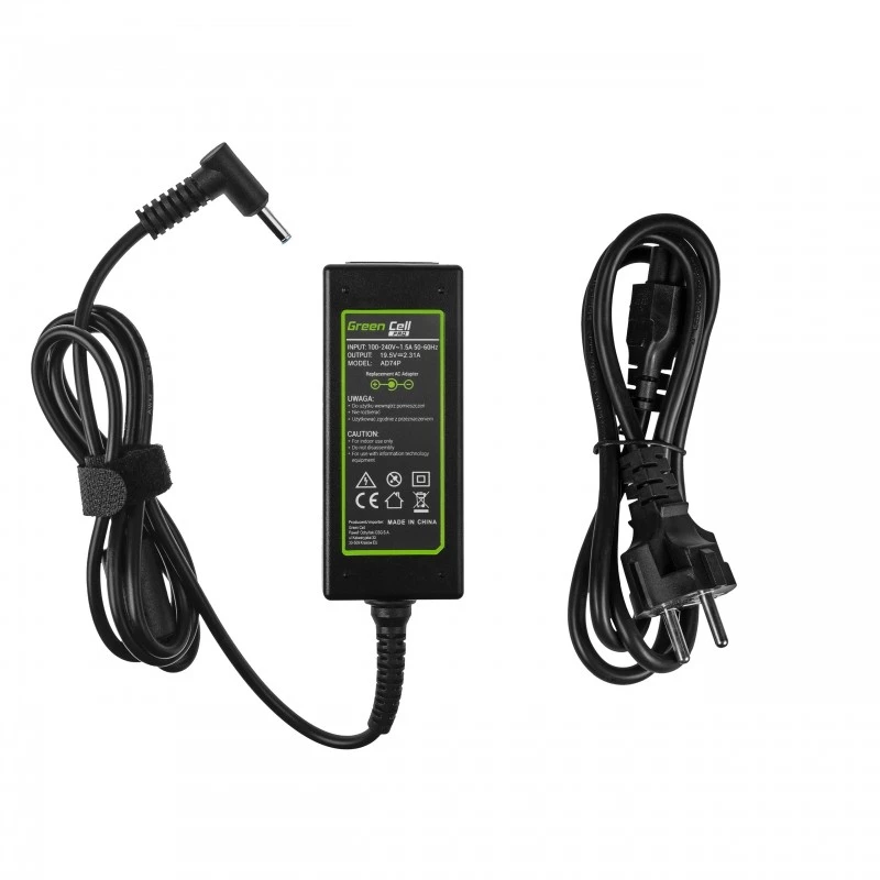 AC-to-DC sülearvuti toiteadapter Green Cell AD74P 45W 19.5V 2.31A siseruumidesse, must