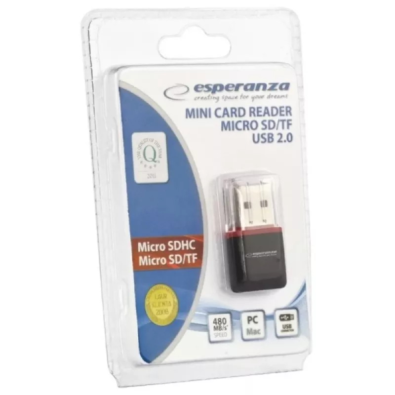 Esperanza EA134K kaardilugeja must, hõbedane, läbipaistev USB 2.0