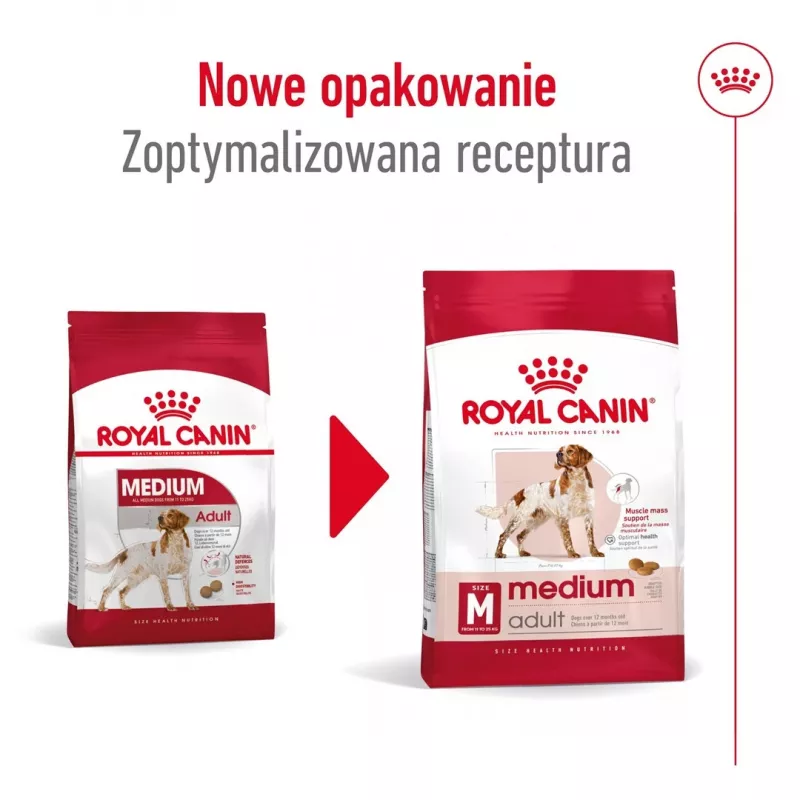 Kuiv koeratoit Royal Canin SHN Medium Adult 15 kg — täisväärtuslik toit täiskasvanud keskmist tõugu koertele, linnuliha, 25% valku, 14% rasva