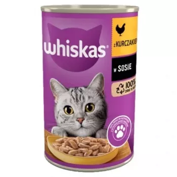Niiske kassitoit Whiskas 400 g — kanamaitsega, täiskasvanud kassidele, purk