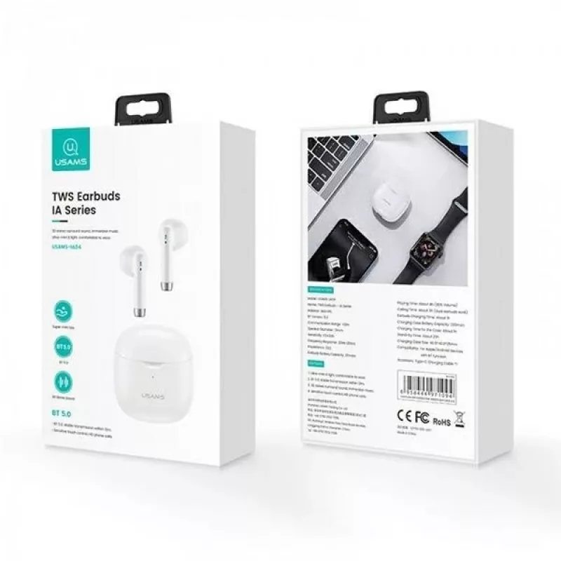 Bluetooth kõrvaklapid Usams TW S 5.0 IA seeria valge