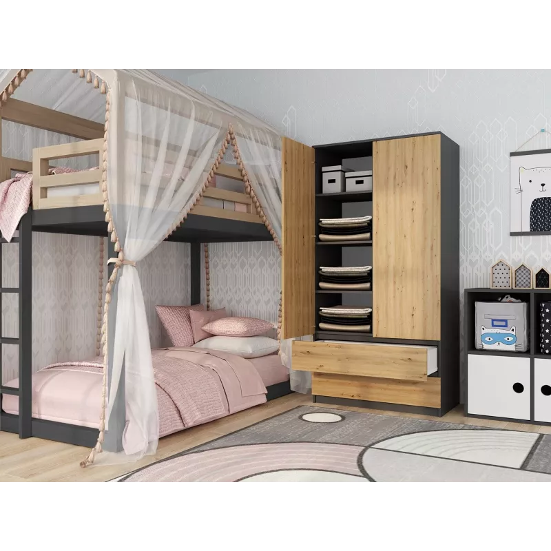 Topeshop SZAFA MALWA AN/AR K bedroom wardrobe/closet 5 shelves 2 uks(s)
