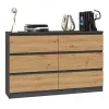 Top e shop M6 120 kummut — Antratsiit/tamm, 6 sahtlit, 1200×300×770 mm, puitlaastplaat