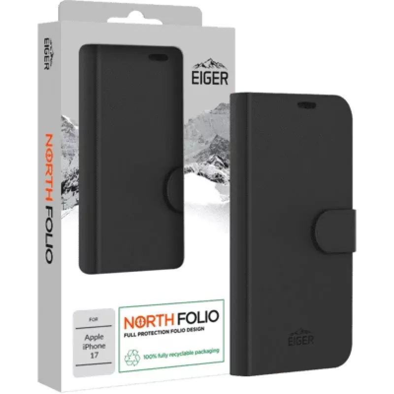 Folio-ümbris alusega Eiger EGCA00932 Magnetmust Apple iPhone 17 jaoks