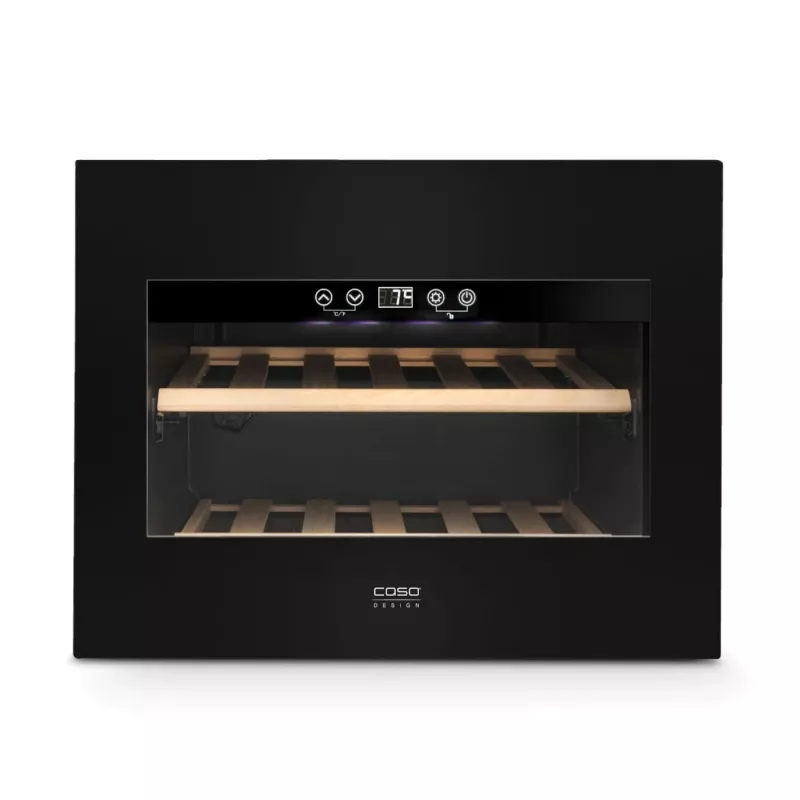 Sisseehitatav veinikapp Caso WineDeluxe E 18 — 18 pudelit, kõrgus 46 cm, must, energiaklass G