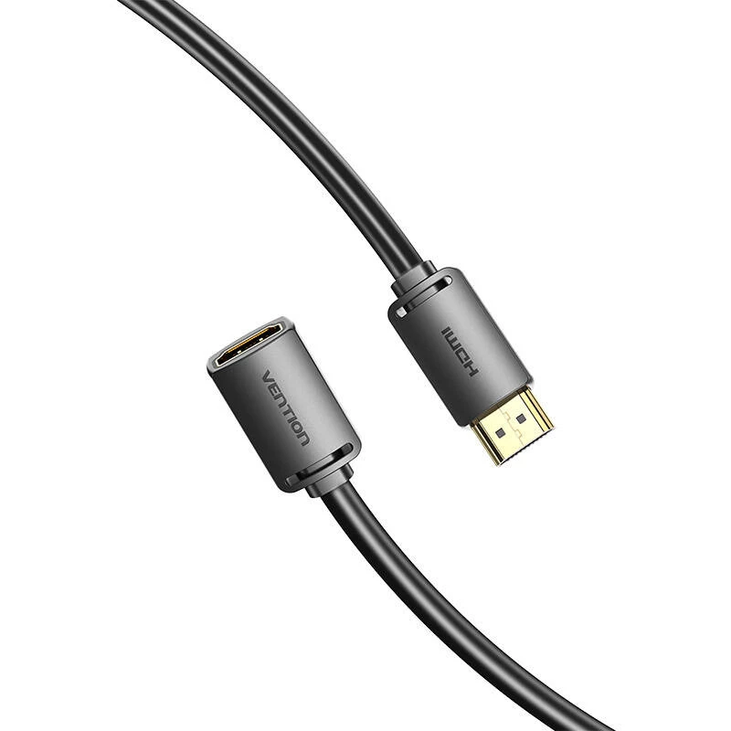 HDMI-kaabel Vention AHCBD 0,5 m, HDMI tüüp A-pistik - HDMI tüüp A-pesa, HDMI 2.0, kuldkontaktid, must
