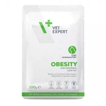 Märg kassitoit VETEXPERT Obesity Chicken 100 g — veterinaardieet ülekaalulistele täiskasvanud kassidele, üheportsjoniline kotike