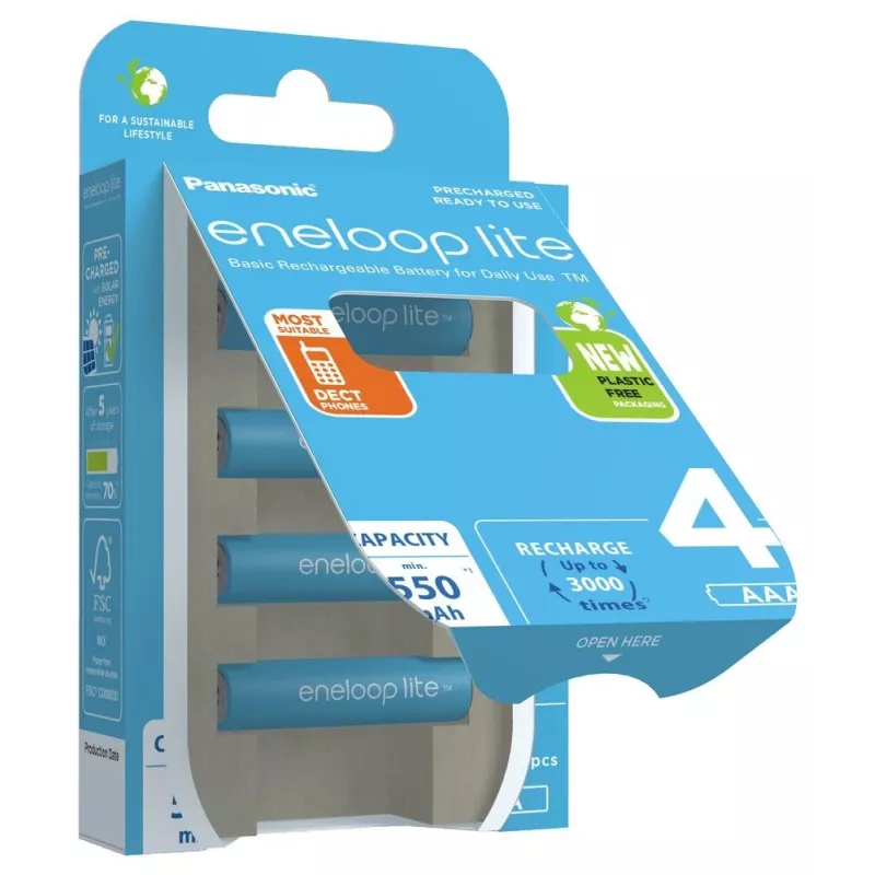 Laetavad patareid PANASONIC ENELOOP LITE AAA 550 mAh 4 tk (BK-4LCCE/4CP)