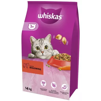 Kuiv kassitoit Whiskas Adult Beef 14 kg – täisväärtuslik toit täiskasvanud kassile