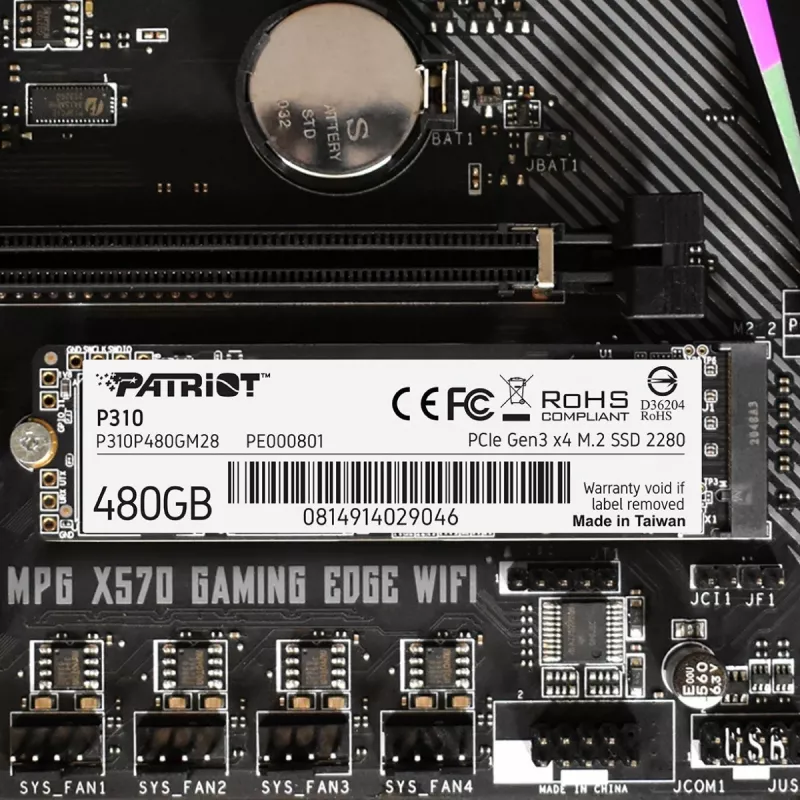 SSD-ketas Patriot Memory 480 GB M.2 PCI Express 3.0 NVMe P310