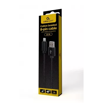 Lightning kuni USB-A kaabel GEMBIRD CCDB-MUSB2B-AMLM-6 — 1,8 m, USB 2.0, 2,1 A, must
