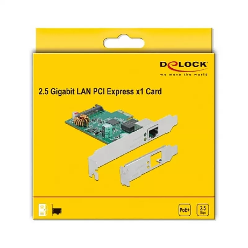 PCI Express x1 kaart DeLOCK RTL8125 2.5 Gigabit LAN PoE+