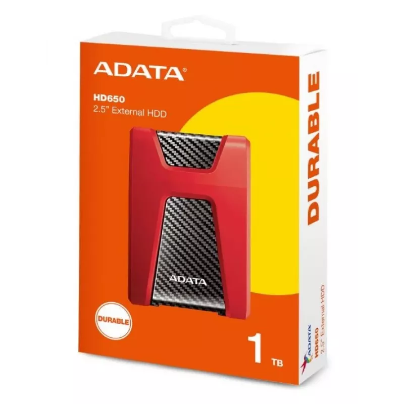 ADATA DashDrive Durable HD650 väline kõvaketas 1 TB 2,5-tolline USB 3.2 Gen 1 (3.1 Gen 1) Punane