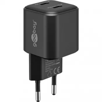 Seinalaadija GOOBAY 75333 — universaalne siseruumide AC USB-C laadija, 2x USB-C, 35 W, must