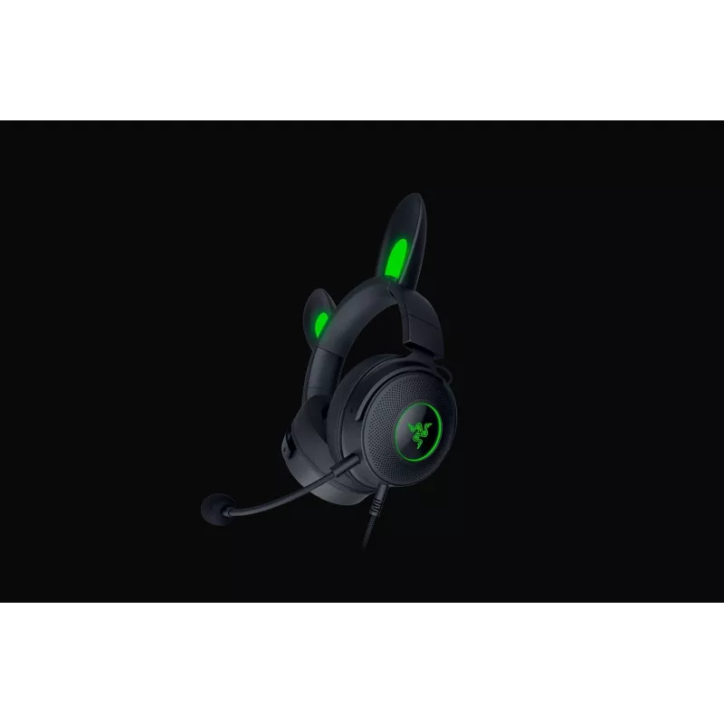 Razer Kraken V2 Pro Kitty Edition, juhtmega, üle kõrva, must, mängupeakomplekt