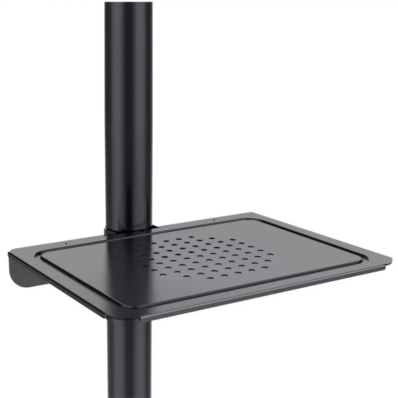 TV-käru MACLEAN MC-949 32–55-tollistele teleritele, VESA 75×75–400×400 mm, max koormus 25 kg, kõrgus 147–155 cm, hoiuriiul, must
