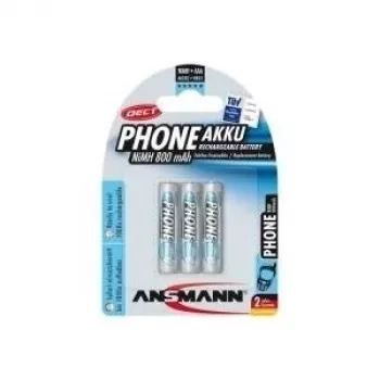 ANSMANN 5030142 NiMH laetav aku Micro AAA, telefon DECT, 800mAh, 3-pakk
