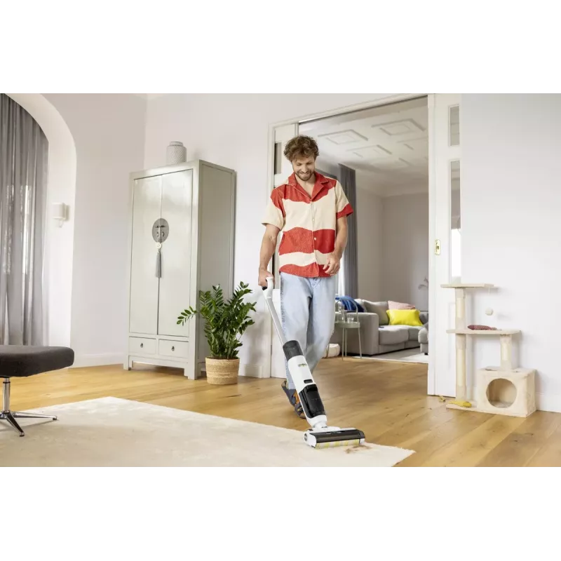 Põrandapesur-tolmuimeja Karcher FCV2 Natural N 1.056-101.0 — aku 21,6 V, tööaeg 25 min, 160 W, kuiv- ja märgpuhastus, kotita, LED-ekraan