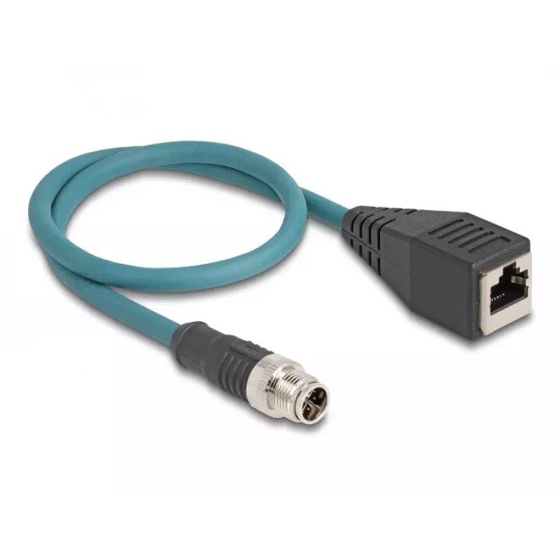 DeLOCK M12 adapterkaabel X-kodeeringuga 8 kontaktiga isane RJ45 emasele 50 cm