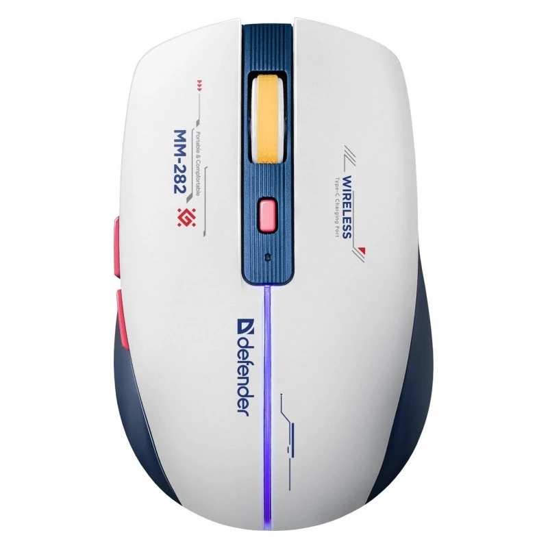 Juhtmevaba mängurihiir DEFENDER MM-282 RF — mõlemakäeline, optiline 1800 DPI, 5 nuppu, USB, akutoitel