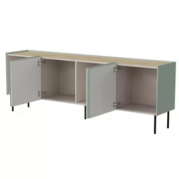 Kummut cama meble FELLINI 2000×400×700 mm, oliiv õlitatud tammepuidust pealispinnaga, MDF-raam