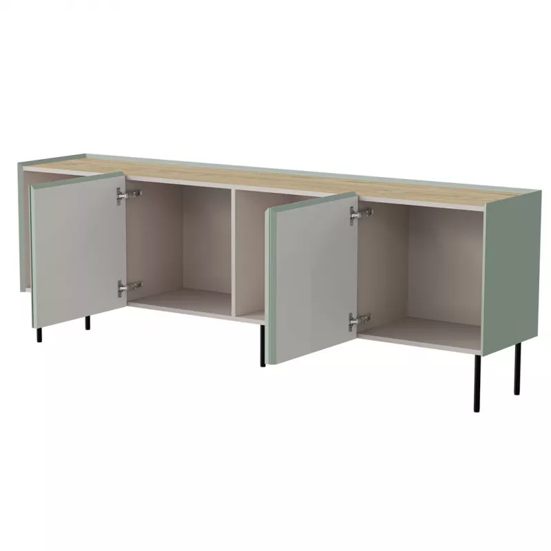Kummut cama meble FELLINI 2000×400×700 mm, oliiv õlitatud tammepuidust pealispinnaga, MDF-raam