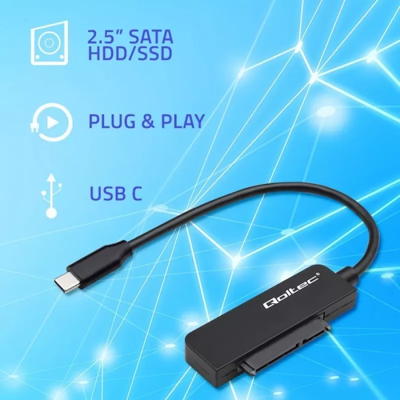QOLTEC SATA adapter 52269 2,5-tollise draivi jaoks USB-C-le, toetab kuni 2TB