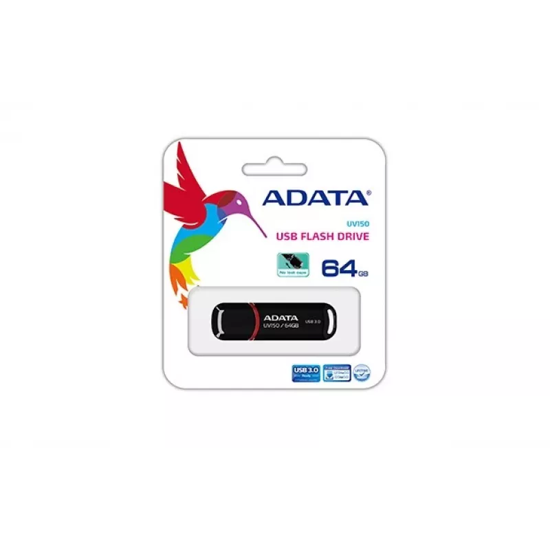 ADATA 64GB DashDrive UV150 USB-mälupulk USB Type-A 3.2 Gen 1 (3.1 Gen 1) Must