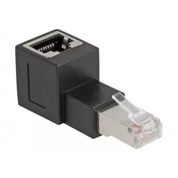 DeLOCK RJ45 pistik RJ45 pesasse adapter Cat.6A 90° ülespoole nurga all must
