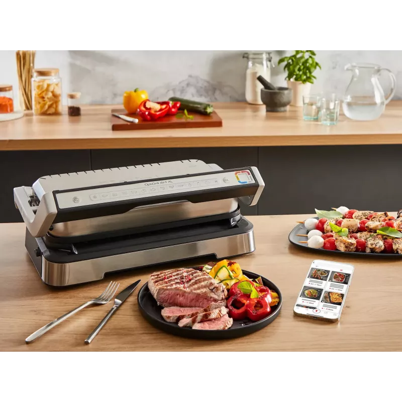 Elektriline kontaktgrill Tefal OptiGrill+ XL roostevaba teras — suur mahutavus, automaatsed küpsetusprogrammid