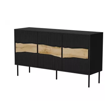 Kummut cama meble INSERTO 3D 143,5×40×80 cm must LED-valgustusega, puitlaastplaat, 16 mm raam
