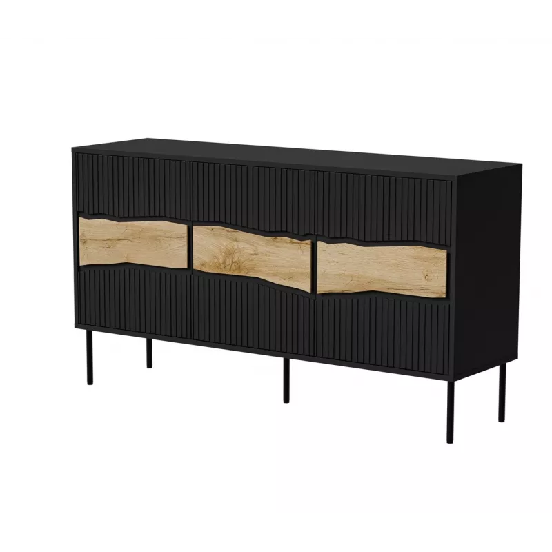 Kummut cama meble INSERTO 3D 143,5×40×80 cm must LED-valgustusega, puitlaastplaat, 16 mm raam