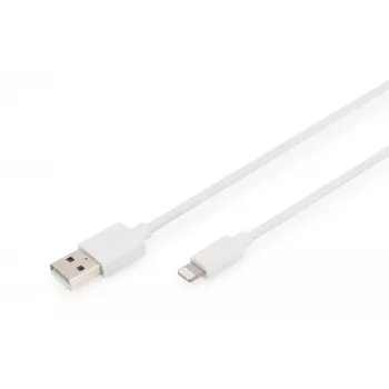 DIGITUS - Lightning-kaabel - Lightning (M) USB (M) - 1,0 m - topeltisolatsioon - valge - vormitud - Apple iPad/iPhone/iPod (Lightning) jaoks (DB-600106-010-W)