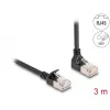 DeLOCK RJ45 võrgukaabel Cat.6A S/FTP õhuke 90° 3 m must
