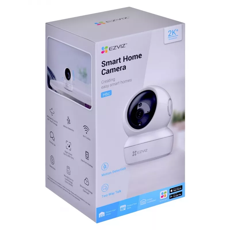 IP-turvakaamera EZVIZ H6c 1920 x 1080, sisetingimustesse, sfääriline, Wi‑Fi ja Ethernet, 4 mm objektiiv, 360° vaade, microSD kuni 256 GB
