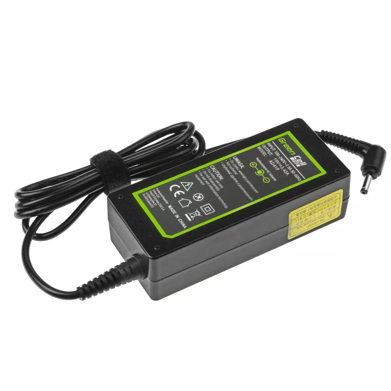 Toiteadapter Green Cell AD41P 65W ASUS sülearvutitele, 19V 3,42A, sisetingimustes, must