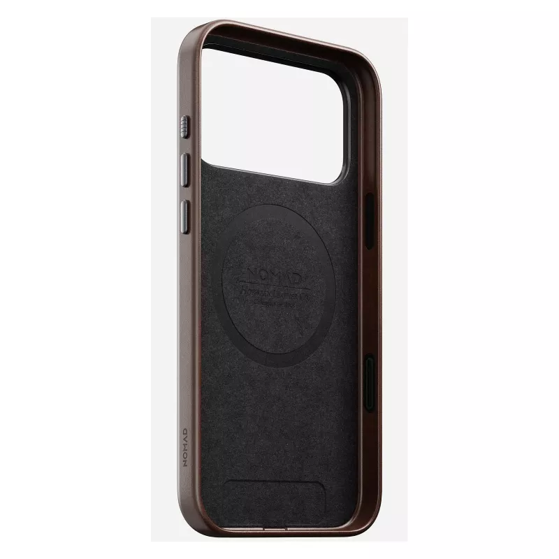 Mobiiltelefoni ümbris Nomad Traditional Leather ümbris iPhone 17 Pro Max jaoks, nahk/alumiinium/mikrokiud, sobib 6,9-tollisele (Pruun)