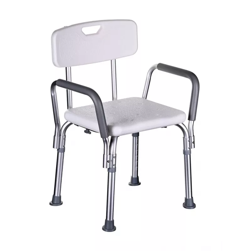 Dušitool ActionMed KP300AM seljatoe ja käetugedega, polüpropüleen, reguleeritav kõrgus 43–56 cm, iste 40×33 cm, max kasutaja kaal 110 kg