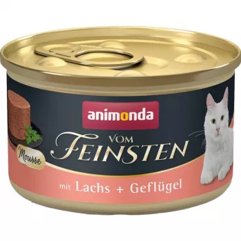 Märg kassitoit animonda Vom Feinsten lõhe ja linnulihaga, teraviljavaba, 85 g purk, täiskasvanud kassidele, gluteenivaba, sojavaba
