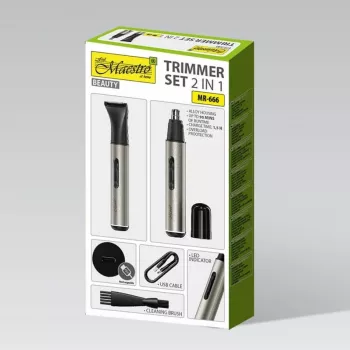 Trimmerikomplekt 2-ühes Maestro MR-666 USB — laetav kaheosaline hoolduskomplekt