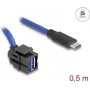 DeLOCK 88156 USB-kaabel 0,5 m USB A USB C Must Sinine