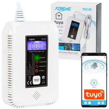 BLOW TGC30 WiFi Tuya vingugaasi- ja gaasidetektor — LCD, 85 dB, juhtmega, pinnale paigaldatav, valge