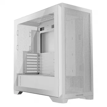 PC-korpus MODECOM VOLCANO EXPANSE S MIDI Tower — valge, microATX, karastatud klaas, USB-C, toetab GPU-d 430 mm