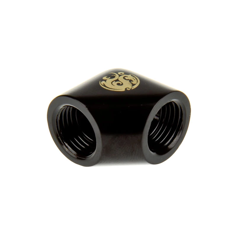 Bitspower adapter 90 kraadi G1/4 pesa-pesa, must matt