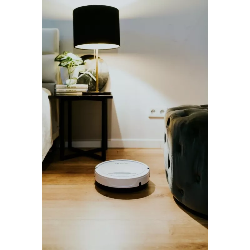 Robot vacuum BLAUPUNKT RVC201 — round, Valge, bagless 0.5 L dust container, 55 min runtime