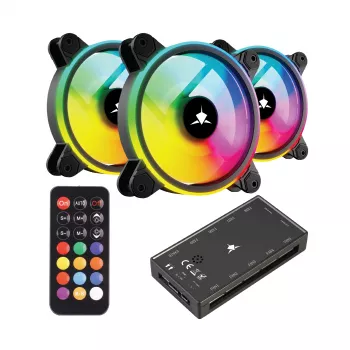 Korpuseventilaatori komplekt White Shark Nebula-2 Must — ARGB 120 mm ventilaatorid (komplekt)