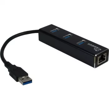Inter-Tech Argus IT-310 - Hub - 3 x SuperSpeed USB 3.0 + 1 x 10/100/1000 - Lauaarvuti (88885439)