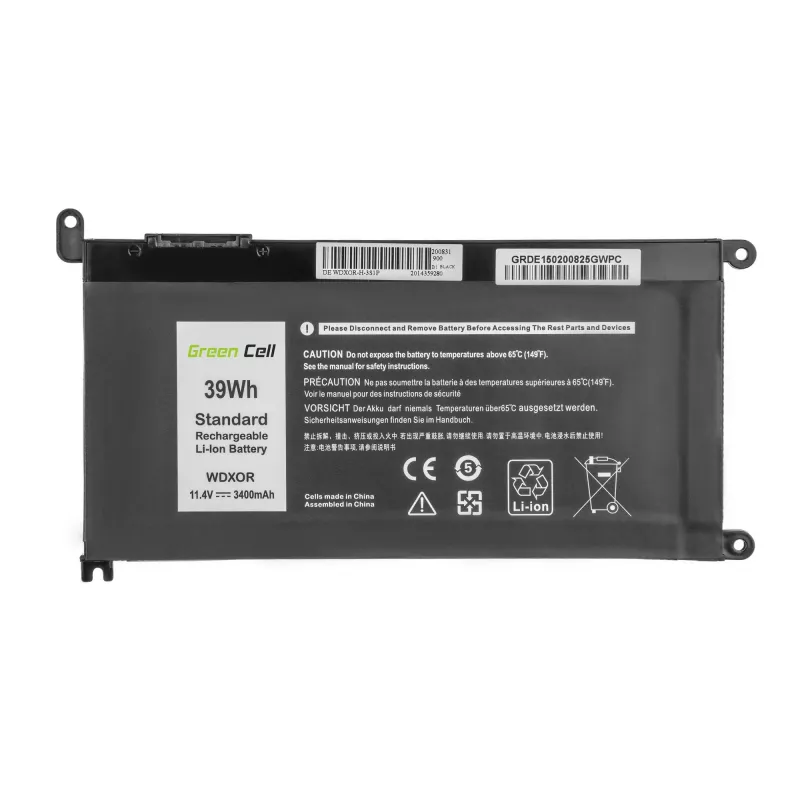 Aku roheline Cell DE150 DELL Inspironile — LiPo 11,4 V 3400 mAh, must, 1 tk
