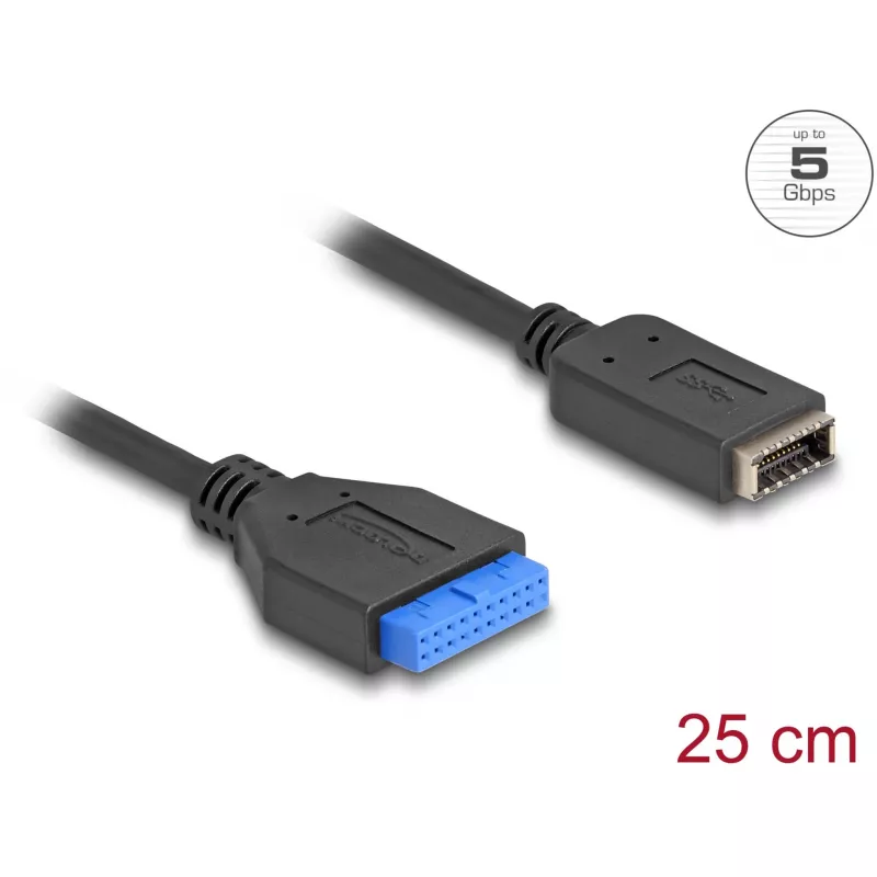 DeLOCK USB-kaabel pin-päisest sisemisele USB Type-E võtmele A 25 cm