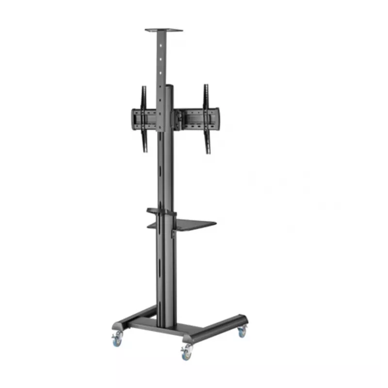 Põranda TV-alus Gembird TVS-70T-02 ekraanidele 37 tolli kuni 70 tolli, max 70 kg, VESA 200x200–600x400, kaldenurk ±5°/−12°, kõrguse reguleerimisega, rattad, kaablihaldus